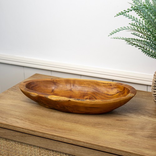 Teak root long bowl - bowl, 35cm