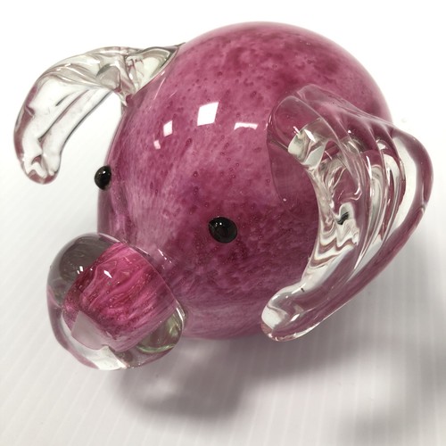Cute art glass pig paperweight - art,