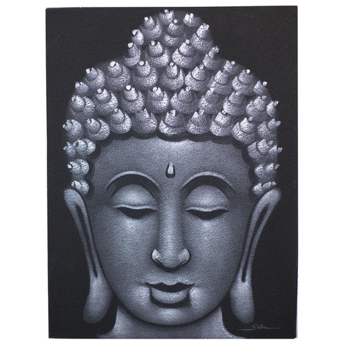 Buddha painting grey - painting, sand