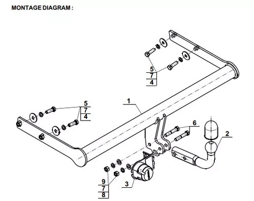 Swan neck tow - bar, for