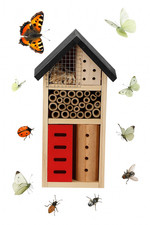 Wooden Bee Hotel Insect House Bug Shelter Garden Nesting Box Natural Wood Eco UK