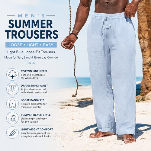 Mens cotton linen - cotton, trousers