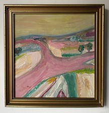 Original Mid Century Swedish Abstract Modernist Style Oil On Board Painting