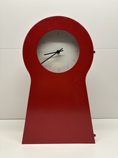 IKEA Red Metal Keyhole Clock / Cabinet Shelf Retro Vintage Style