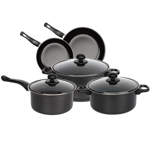 Black pcs non stick cookware - black, 8