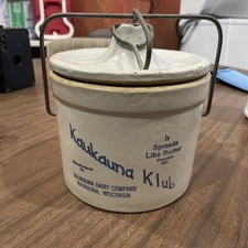 Kaukauna Klub Dairy/Cheese Wisconsin Butter Cream Crock & Lid VINTAGE