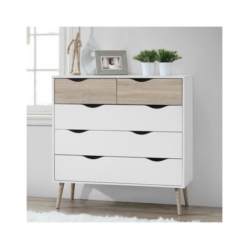 Chest drawers white and oak - chest,