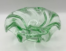 Art Deco Glass Bagley "Equinox" Posy Bowl in Green Glass 1930s