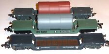 Mainline / Bachman OO Gauge 65 Ton Bogie Well Wagons, Rake of 3, 2 With Loads.