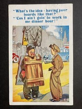 Man in Street with Sandwich Board Vintage Comic Postcard P39