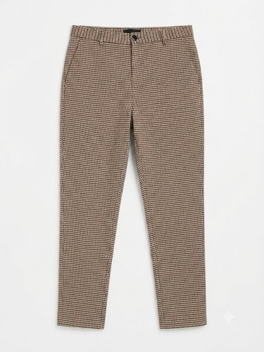 Brown houndstooth slim fit - houndstooth,