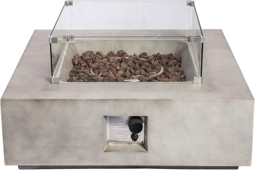 Square gas fire pit - cm, –