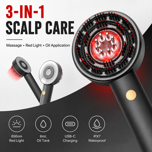 Hair scalp massager - 3-in-1,