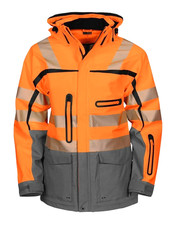 SIZE 2XL PROJOB 6417 FUNCTIONAL JACKET EN ISO 20471 CLASS 3/2 HI VIS ORANGE/GREY