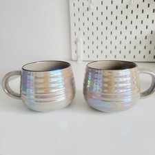 Wilko Iridescent Taupe Barrel Mugs X2 Discontinued 