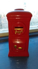 Red Ceramic Old Style Post Box, Money Box.