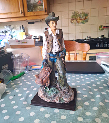 Hand painted resin cowboy - resin,