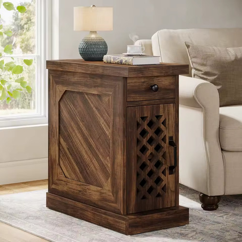 Slim rustic end table - slim, with