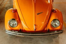 Canvas Art Chrome Accented Orange Vw Beetle Car Wall Picture Poster Print