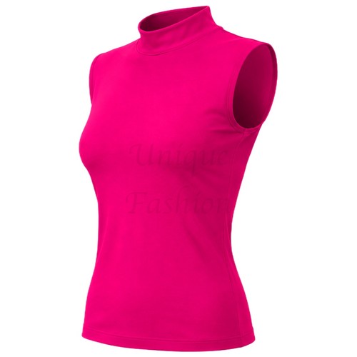 Women sleeveless polo - neck, top