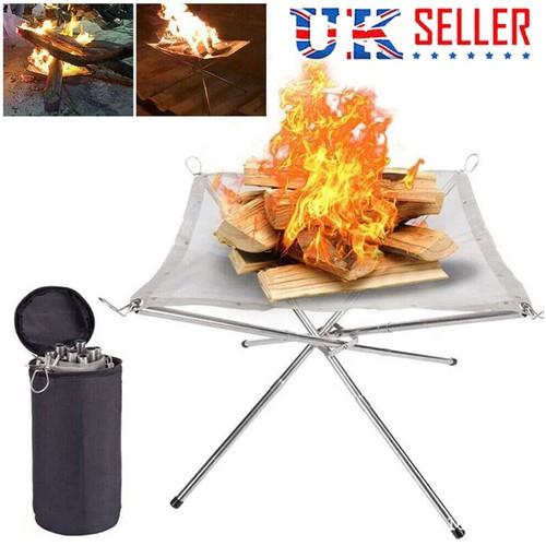 Folding portable fire pit - folding, mesh