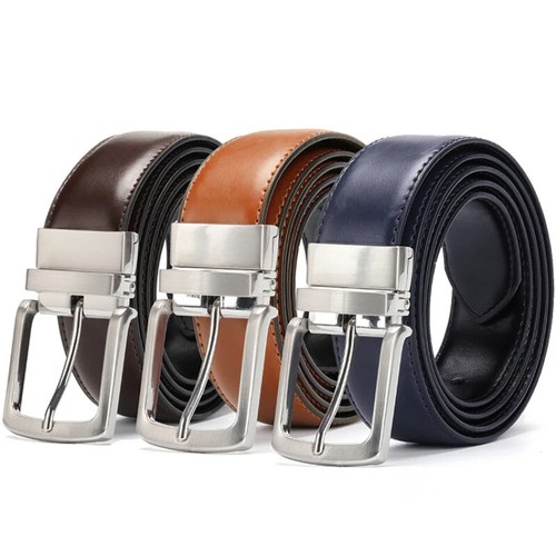 Mens leather belt reversible - leather,