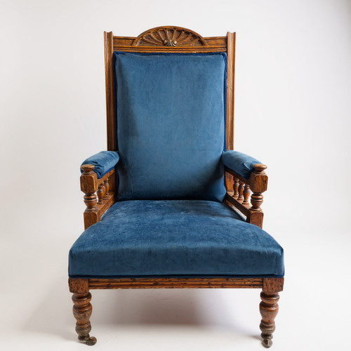 Victorian oak upholstered arm - victorian,