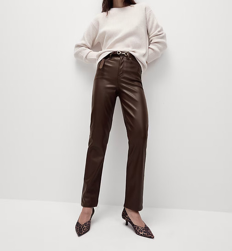 Faux leather straight leg - faux,