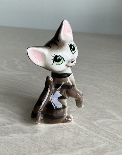 Vintage glazed porcelain cat - vintage,