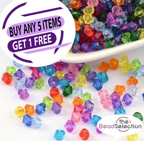 Acrylic faceted bicone beads - faceted,