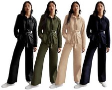 Ladies Ex Nu Look Jumpsuit Wide Leg Utility Pure Cotton