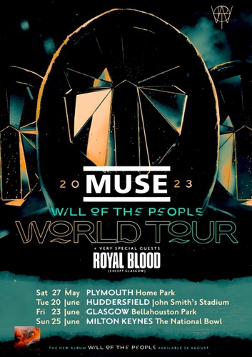 Muse 2023 tour a4 print - muse, uk