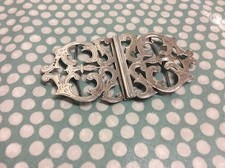 1902 Antique  Sterling Silver Scrolled Nurses Double Belt Buckle.