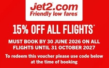 15% off All Jet2 Flights until