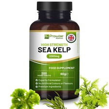 PROWISE Sea Kelp 2000mg - 200 Vegan Tablets. Natural Source of Iodine. UK Made.