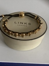 Links of London Yellow Gold Vermeil Skull Friendship Bracelet Brand New In Box