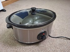 Swan Slow Cooker 6.5L Stainless Steel Kitchen Cooking Pot - Large Family Size