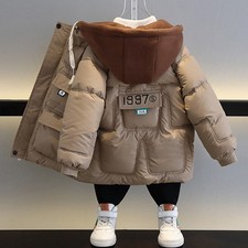 NEW BOYS COATS KIDS BACK TO SCHOOL HOODED PARKA JACKET WINTER WARM COATS