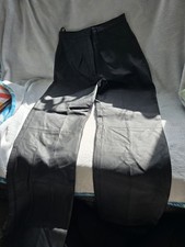 Genuine Leather Trousers Size 12 Black Full Lenght Straight Leg