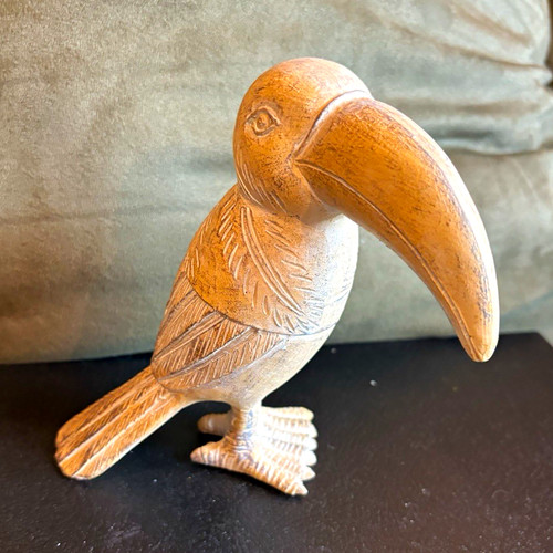 Carved wooden toucan bird - carved,