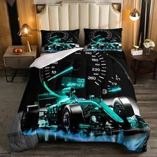 Sports Car Duvet Insert Formula Race Car Duvet for Kids Boys Girls 2pcs Single