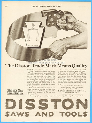 1919 henry disston saws tools - saws,