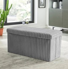 Ribbed Storage Box Large Capacity Ottoman Multi-Purpose Seat Foot Stool Toys Box