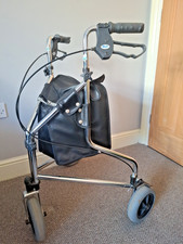 Days Foldable 3-Wheel Tri Mobility Walker with Bag & Brakes CHROME,Nice Used 