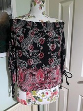Zara Black Red Paisley Bardot
