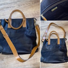 REISS Large Black Leather Tote