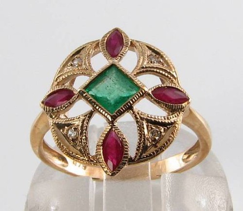 9ct gold emerald - 9ct, ruby