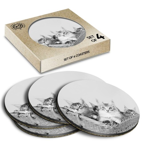 Boxed round coasters bw - boxed,