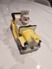 Vintage Novelty Chauffeur Driven Yellow Classic Car Ceramic Teapot with Lid