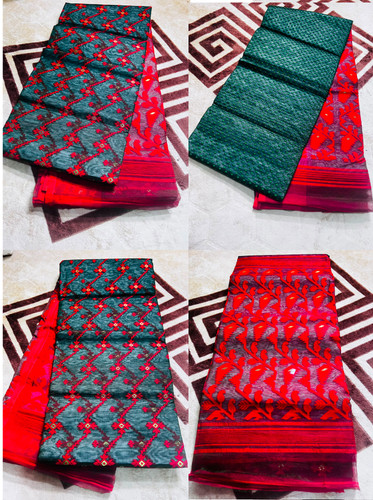 Semi hard jamdani - saree, –